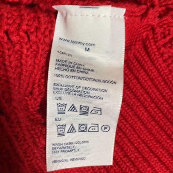 TOMMY Hilfiger Cable Knit Long Sleeve Sweater 100% Cotton Size Medium - Picture 9 of 10